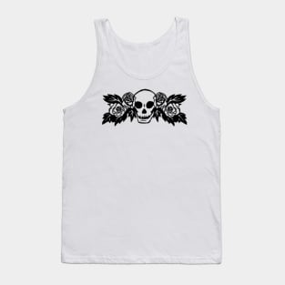 Classic Tattoo Inspired Skull with Roses Tank Top
